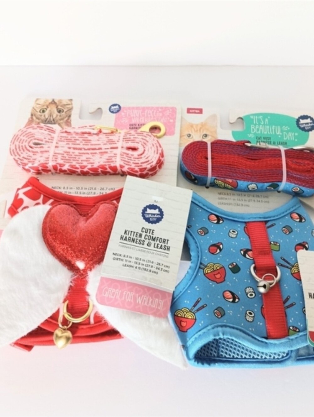 Whisker City Bundle Of 2 Kitten Vest Harness & Leash Set NWT